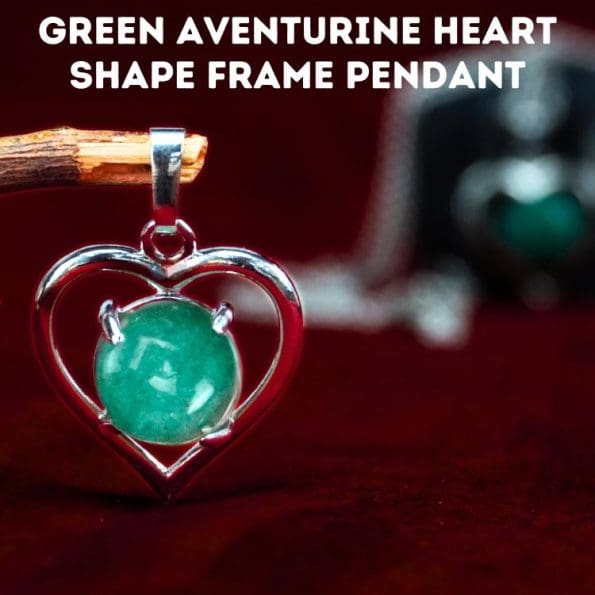 Green Aventurine Heart Shape Frame Pendant