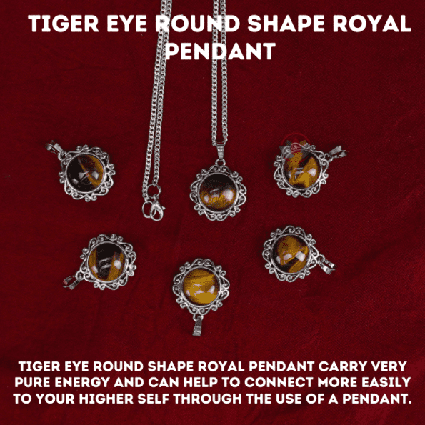 Tiger Eye Round Shape Royal Pendant