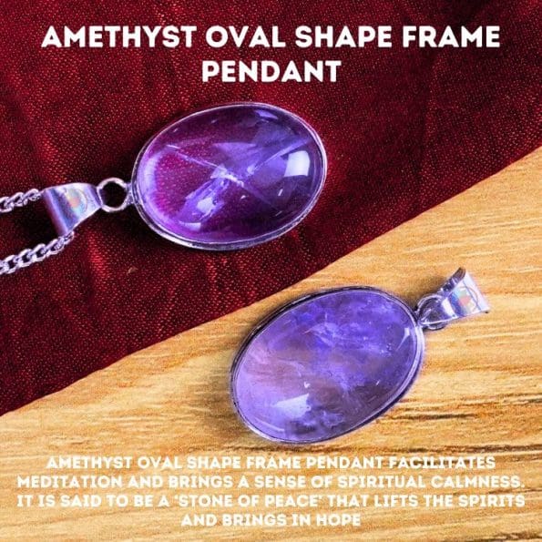 Amethyst Oval Shape Frame Pendant