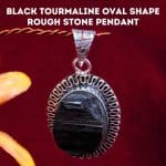 Black Tourmaline Oval Shape Rough Stone Pendant