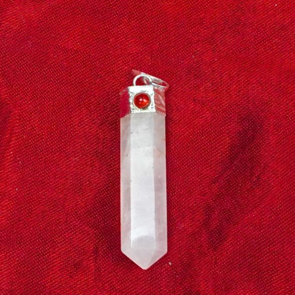 Rose Quartz Garnet Pencil Pendant