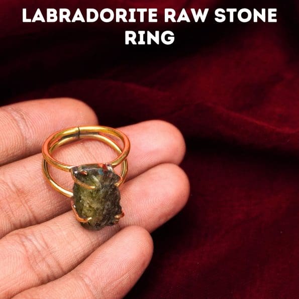 Labradorite Raw Stone Ring