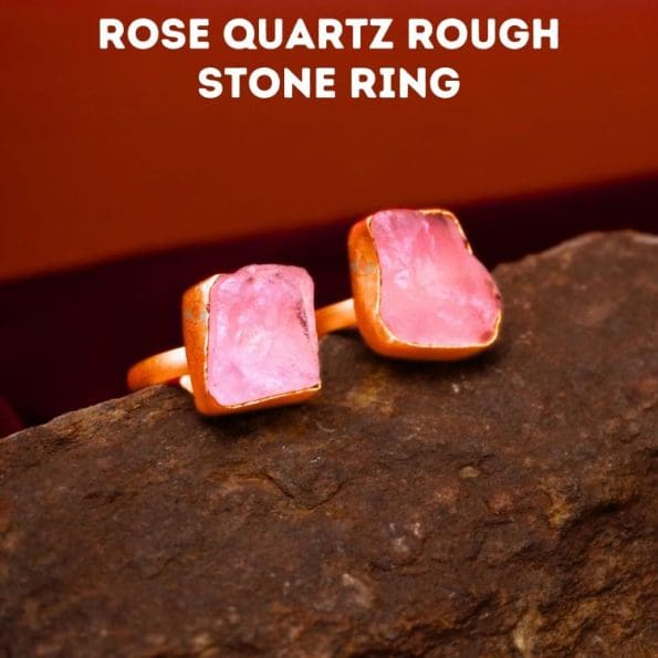 Rose Quartz Rough Stone Ring