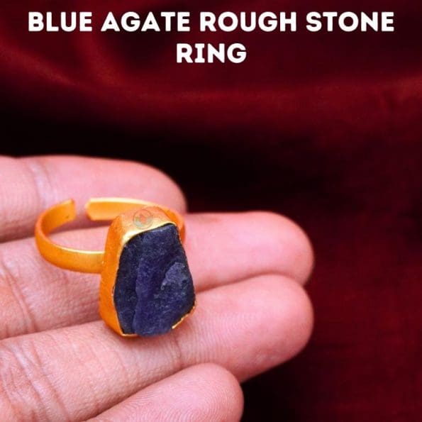 Blue Agate Raw Stone Ring