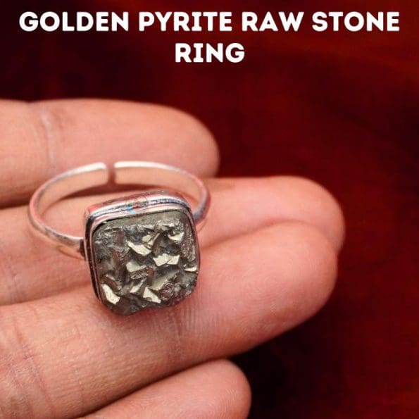 Golden Pyrite Raw Stone Ring