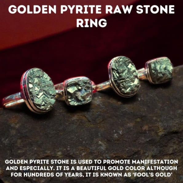 Golden Pyrite Raw Stone Ring