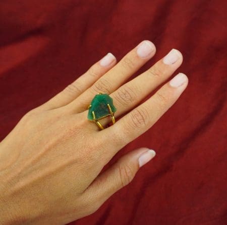 Green Jade Raw Stone Ring