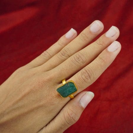 Green Jade Rough Stone Ring