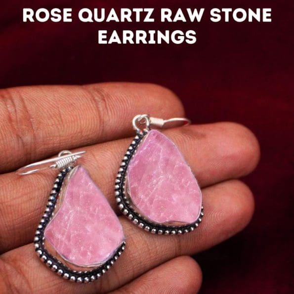 Rose Quartz Raw Stone Earrings