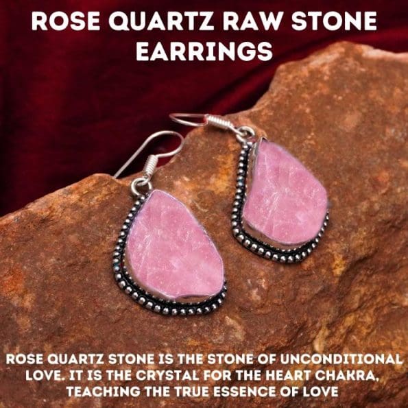 Rose Quartz Raw Stone Earrings