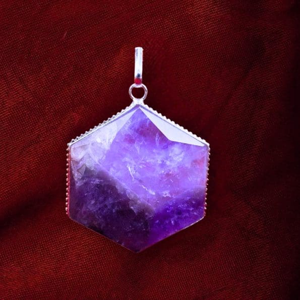 Amethyst David Star Shape Frame Pendant