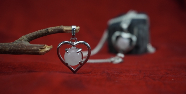 Rose Quartz Heart Shape Frame Pendant