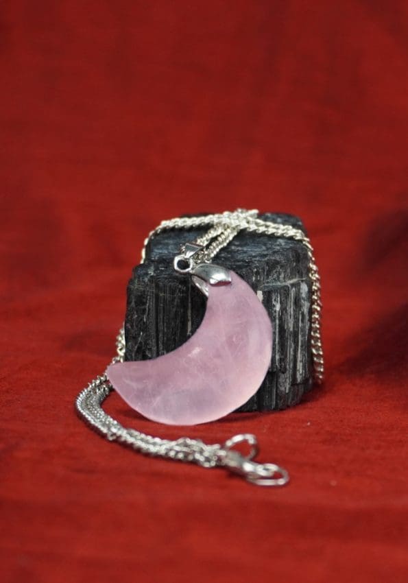 Rose Quartz Half Moon Pendant