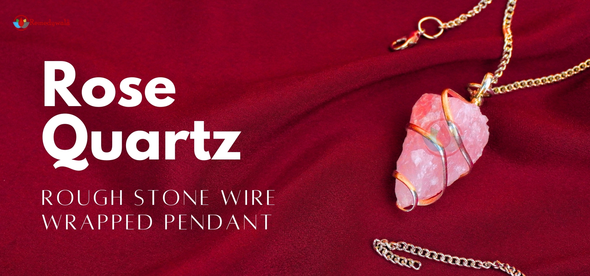 Rose Quartz Rough Stone Wire Wrapped Pendant