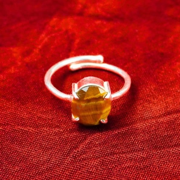 Tiger Eye Diamond Cut Ring