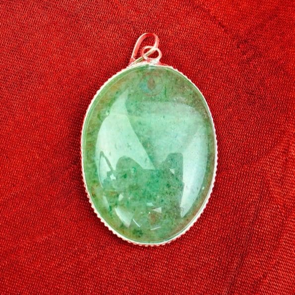 Green Aventurine Oval Shape Frame Pendant