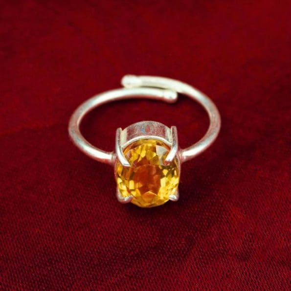 Citrine Diamond Cut Ring