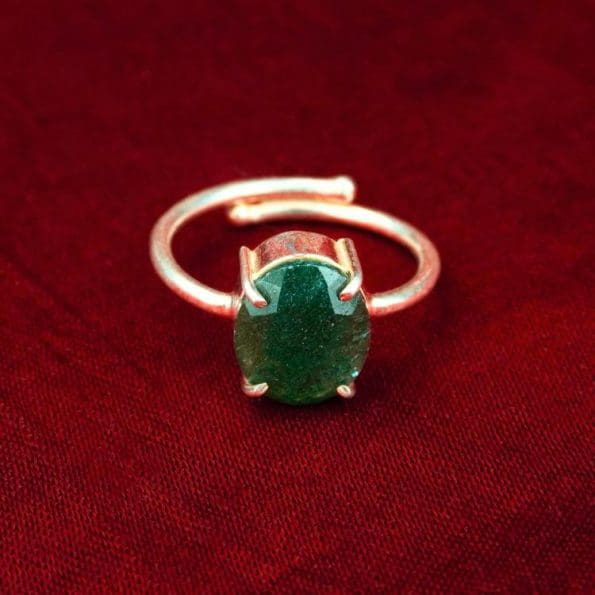 Green Jade Diamond Cut Ring