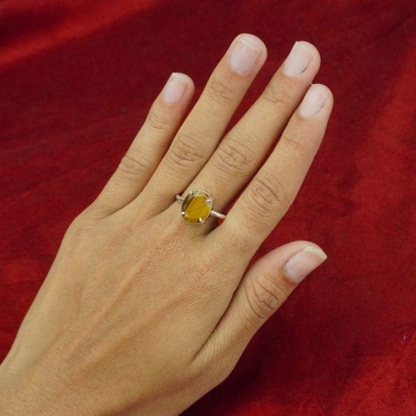 Tiger Eye Diamond Cut Ring