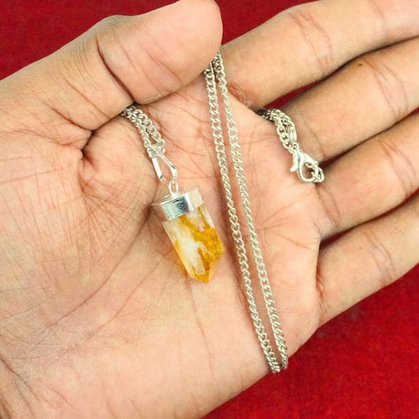 Natural Citrine Pencil Pendant