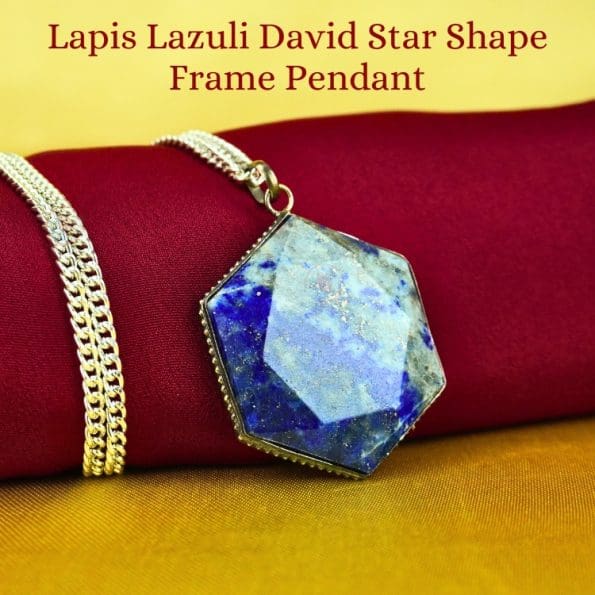 Lapis Lazuli David Star Shape Frame Pendant