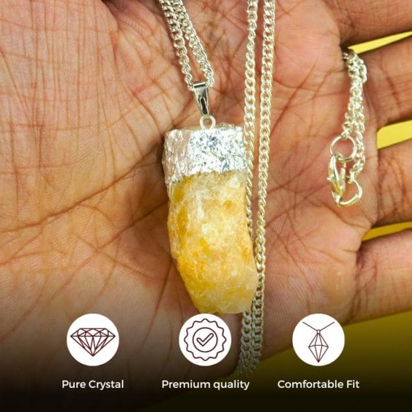 Citrine Rough Stone Silver Cap Pendant