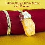 Citrine Rough Stone Silver Cap Pendant