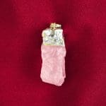 Rose Quartz Silver Cap Raw Stone Pendant