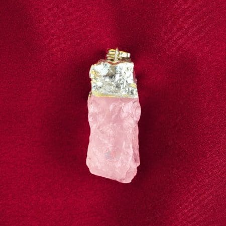 Rose Quartz Silver Cap Raw Stone Pendant