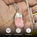 Rose Quartz Silver Cap Raw Stone Pendant