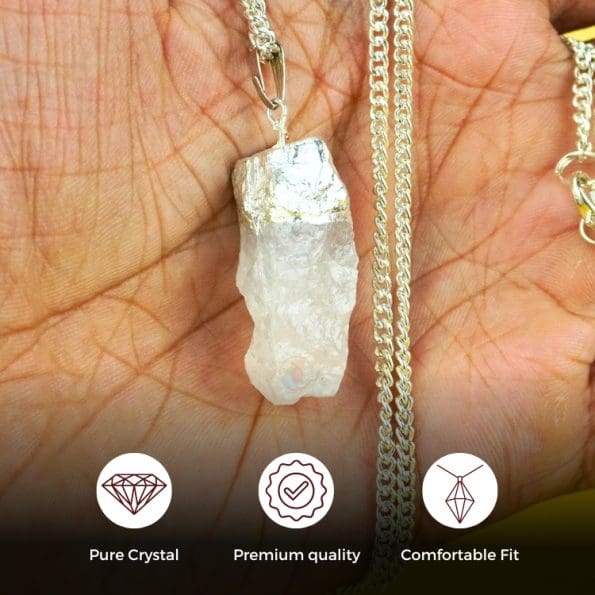 Clear Quartz Silver Cap Raw Stone Pendant