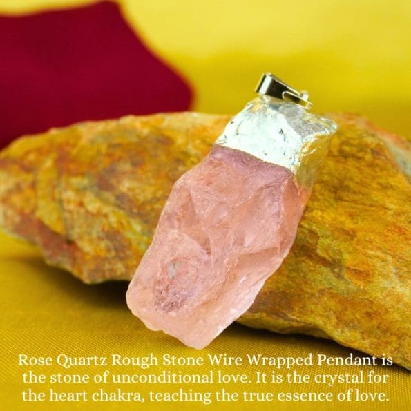 Rose Quartz Silver Cap Raw Stone Pendant