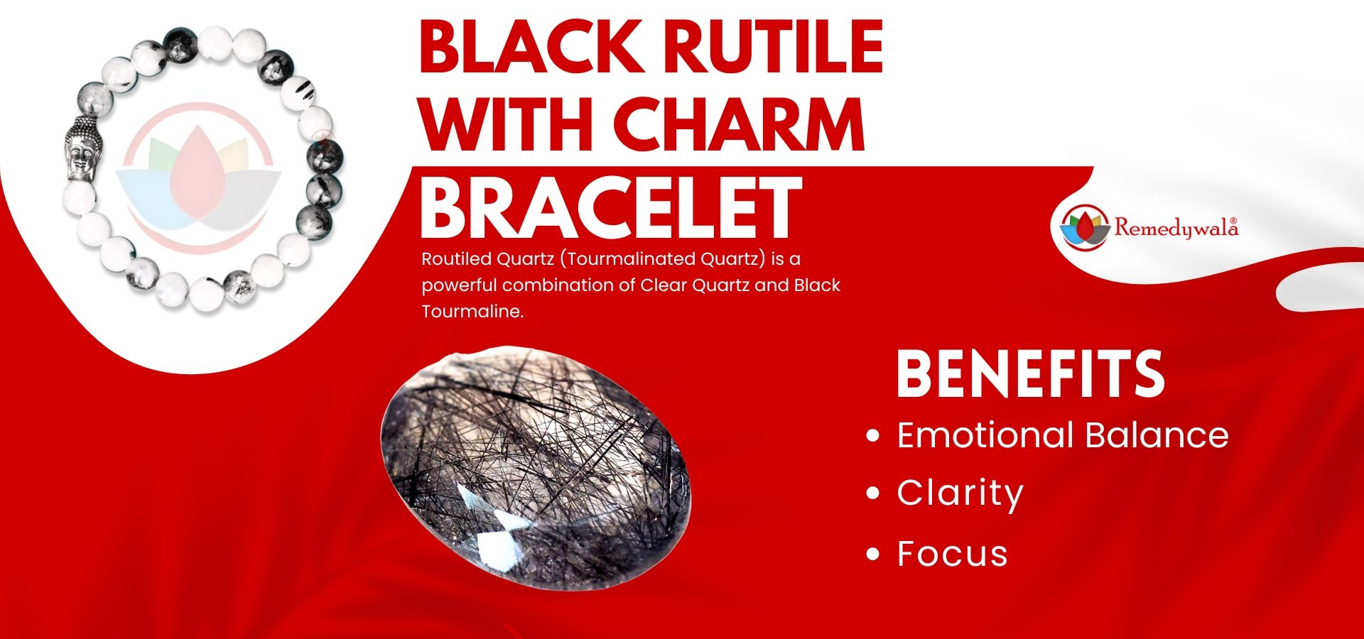 Black Routile with Charm Bracelet