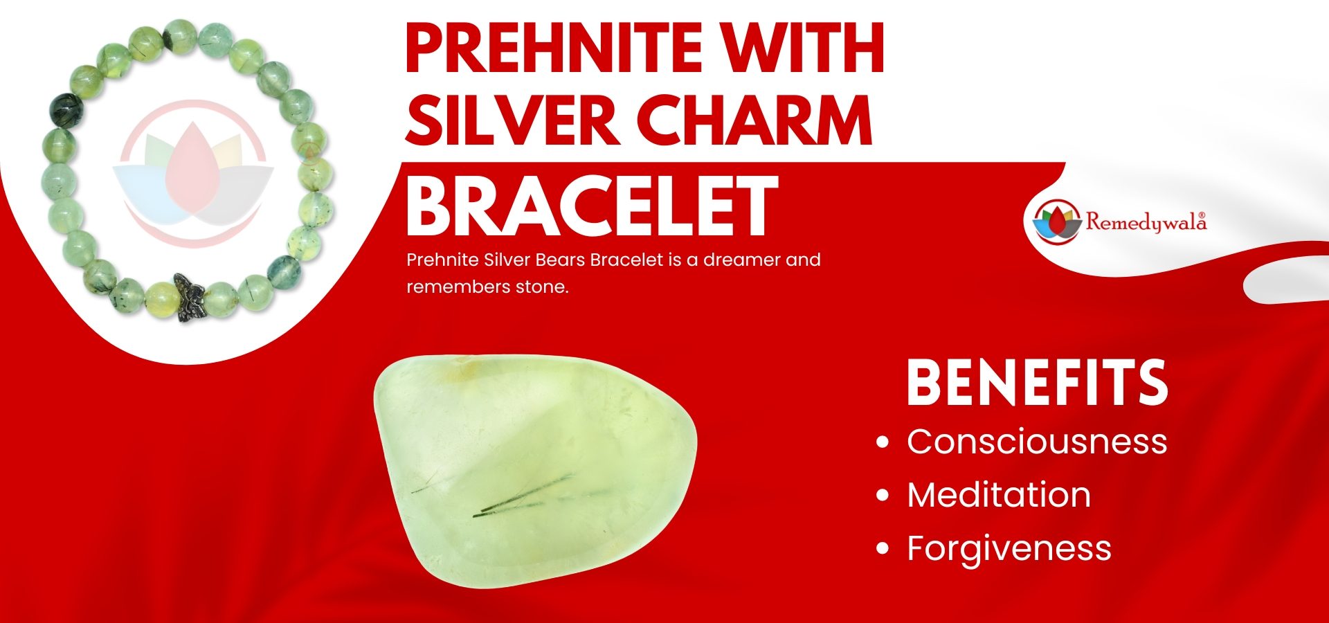 Prehnite Bracelet With Silver Charm