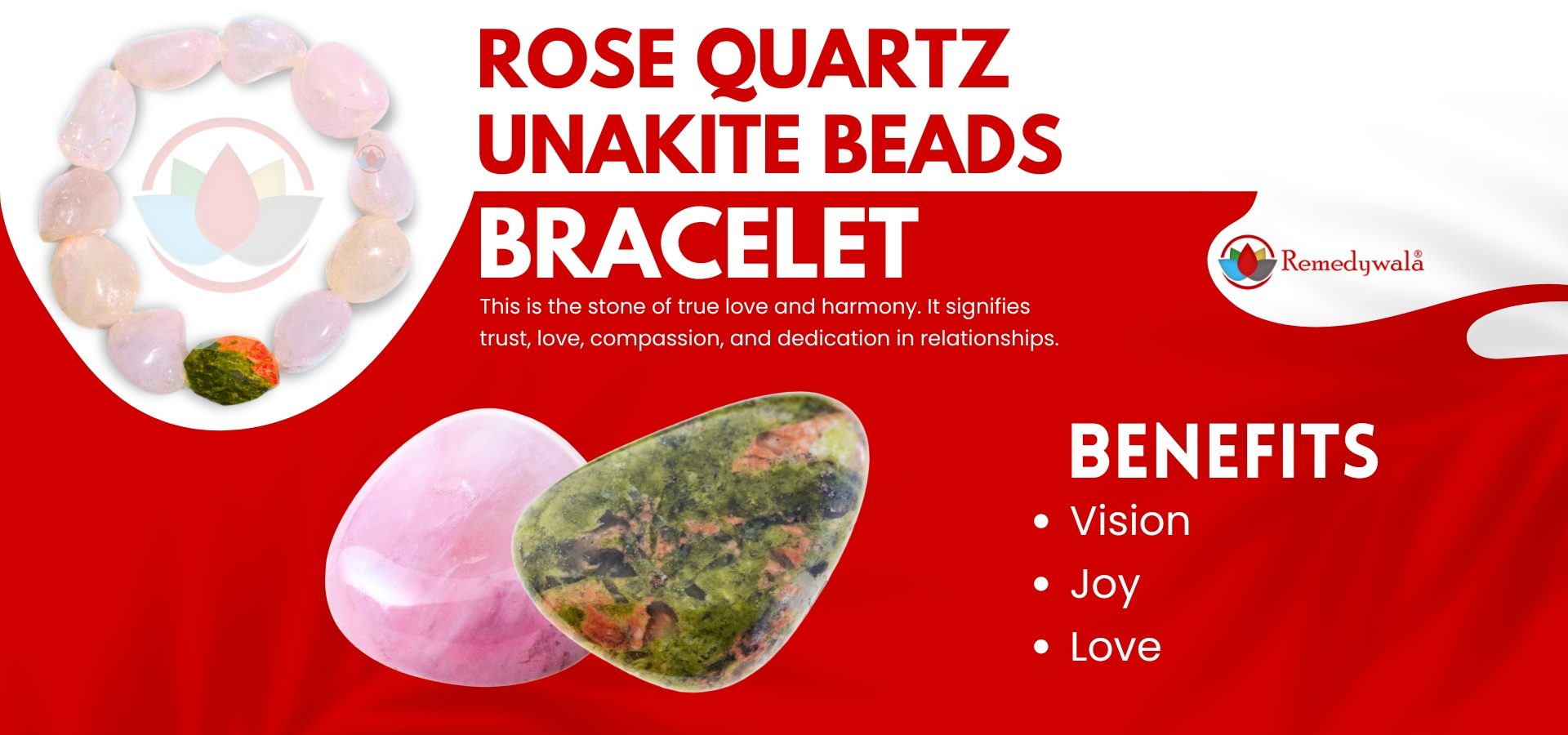 Rose Quartz Unakite Beads Bracelet