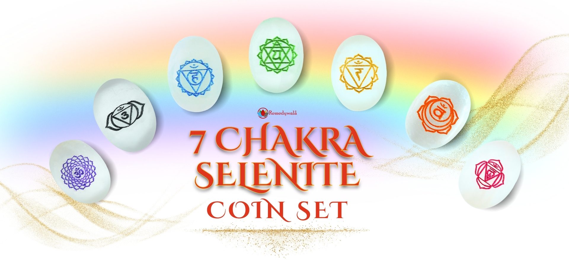 7 Chakra Selenite Coin Set