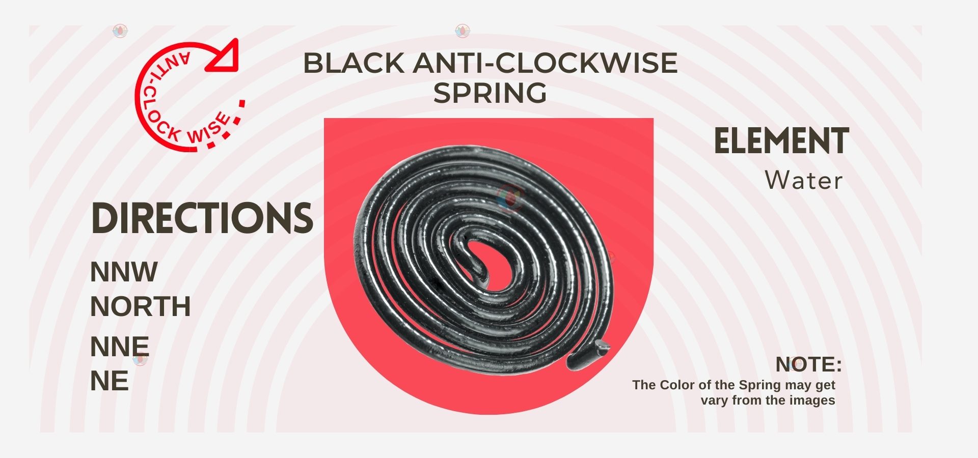 Vastu Black Wavy Round Anticlockwise Spring