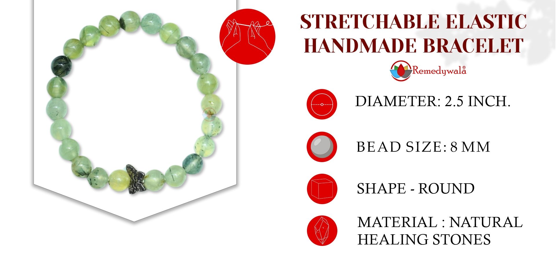 Prehnite Bracelet With Silver Charm