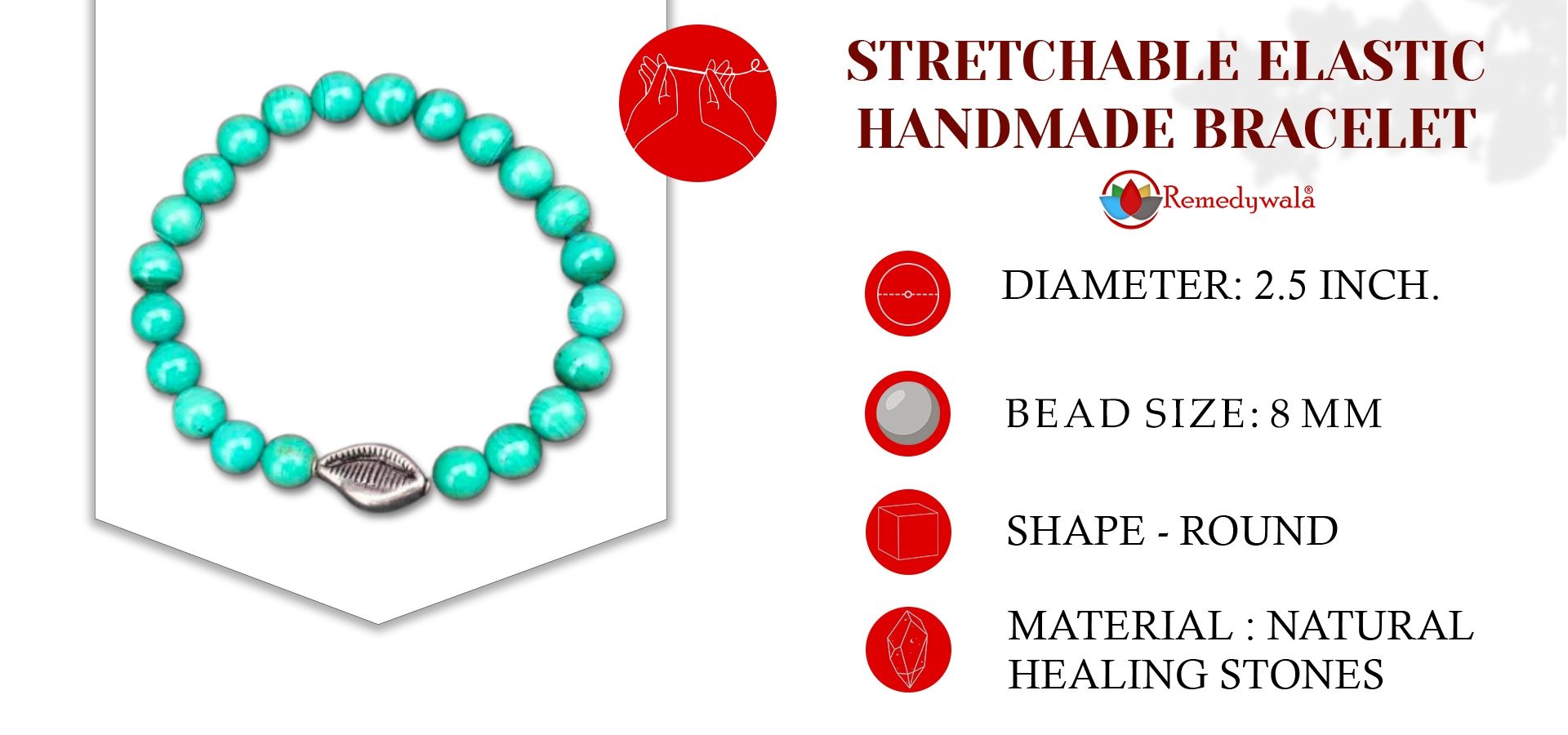 Malachite Silver Bead Bracelet