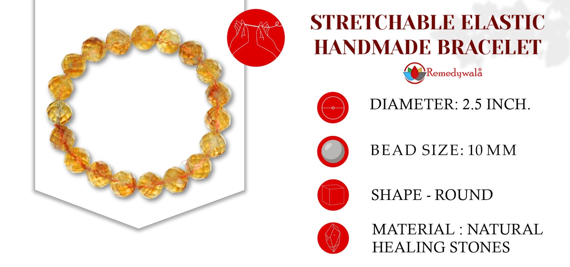 Citrine Star Cut 10mm Bracelet