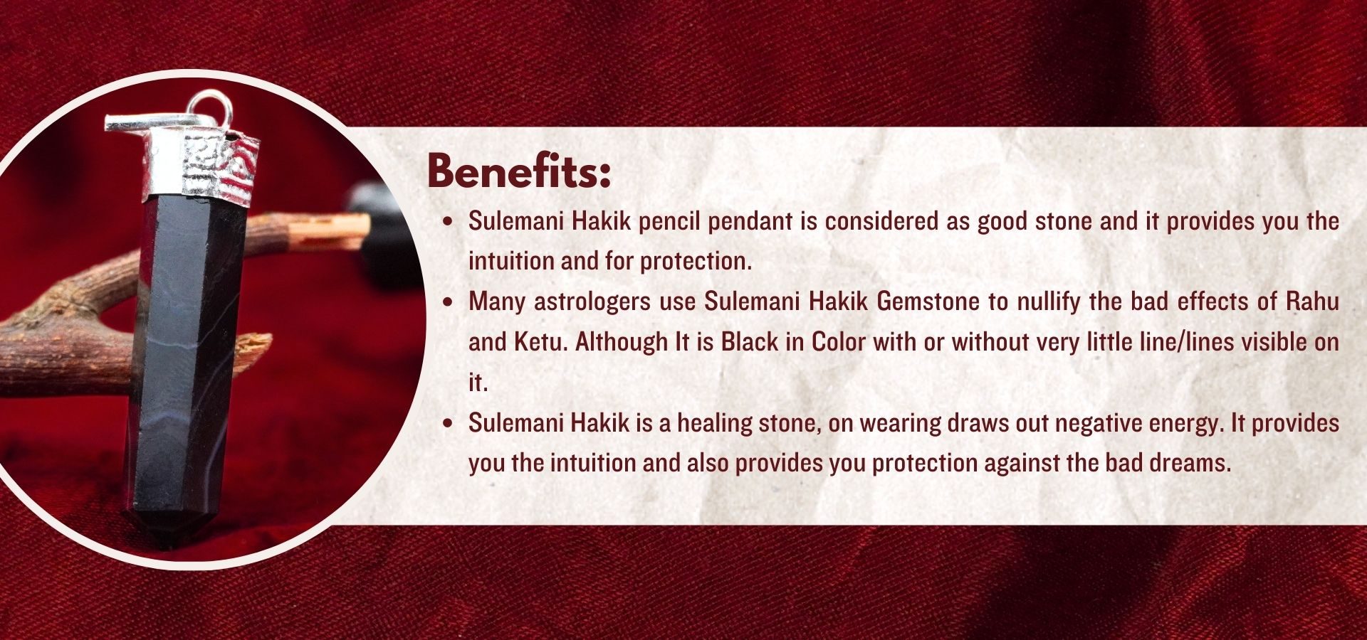 Sulemani Hakik Pencil Pendant