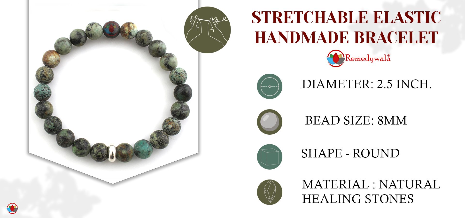 African Turquoise Bracelet 8mm