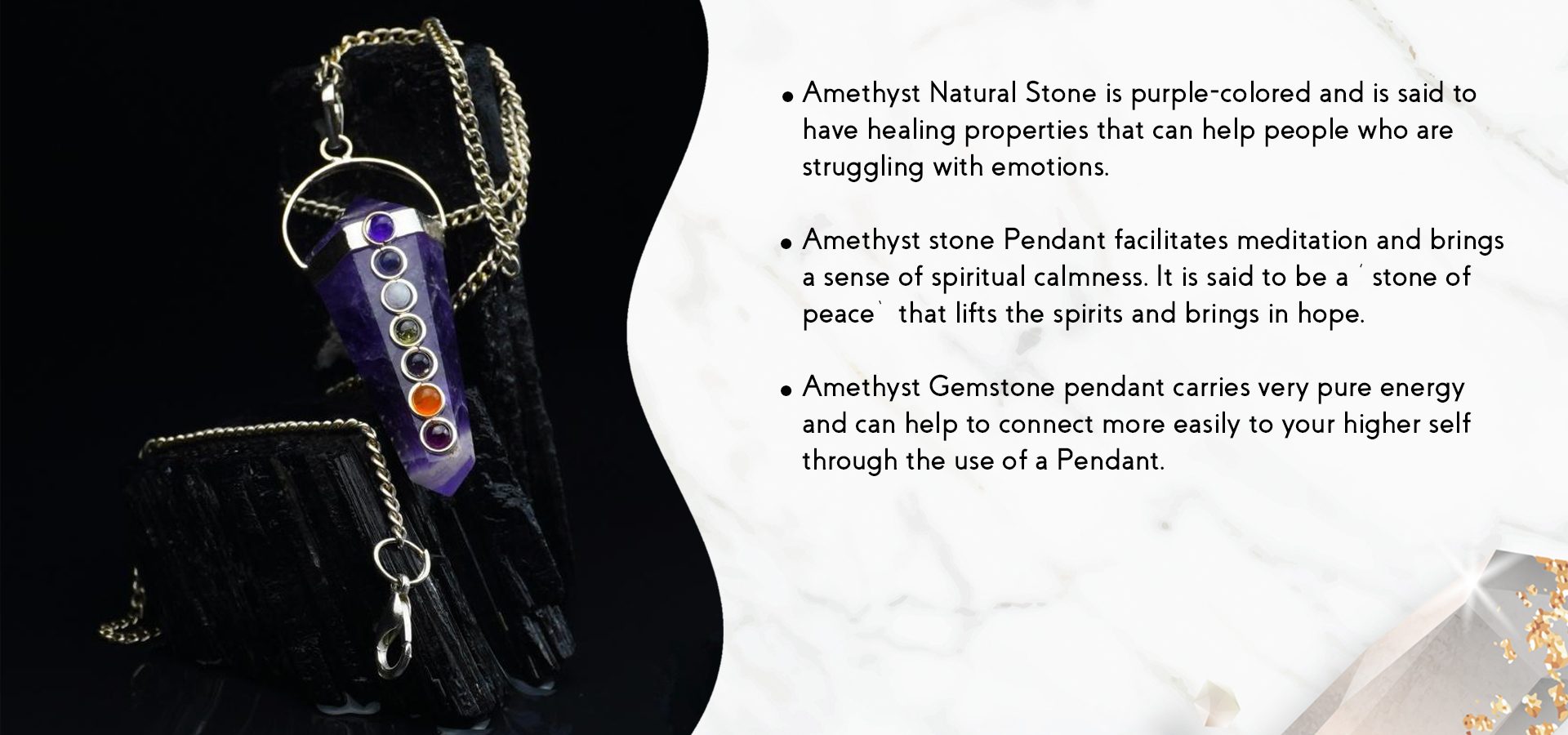 Amethyst 7 Chakra Pencil Pendant