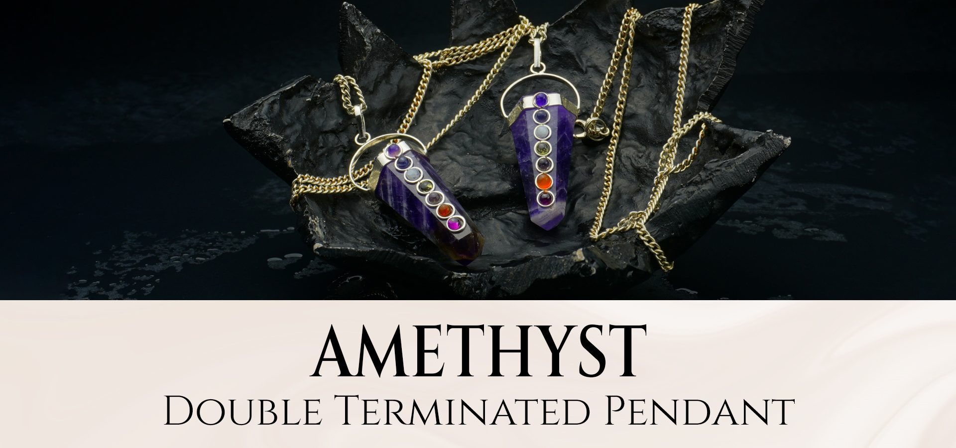 Amethyst 7 Chakra Pencil Pendant