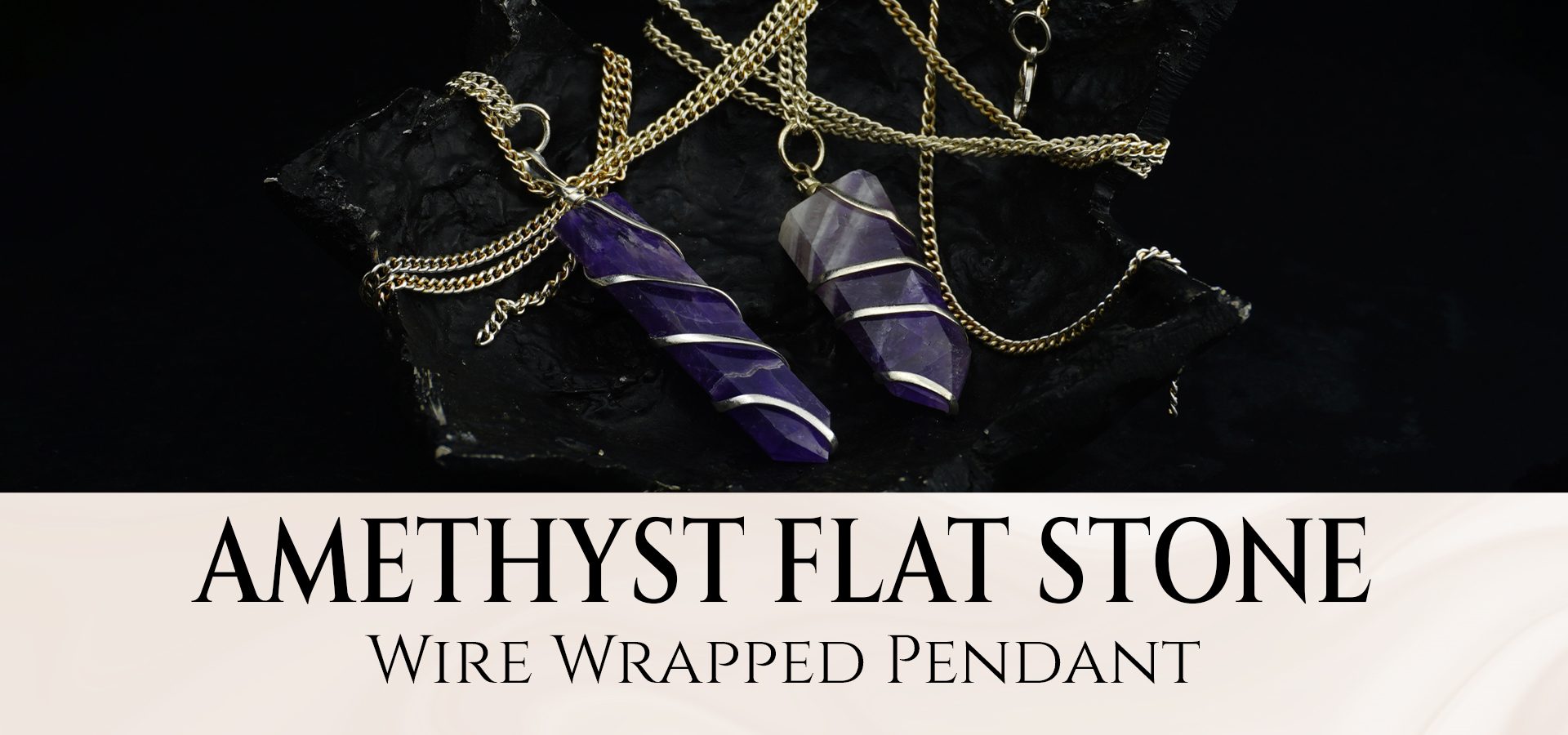 Amethyst Flat Stone Wire Wrapped Pendant