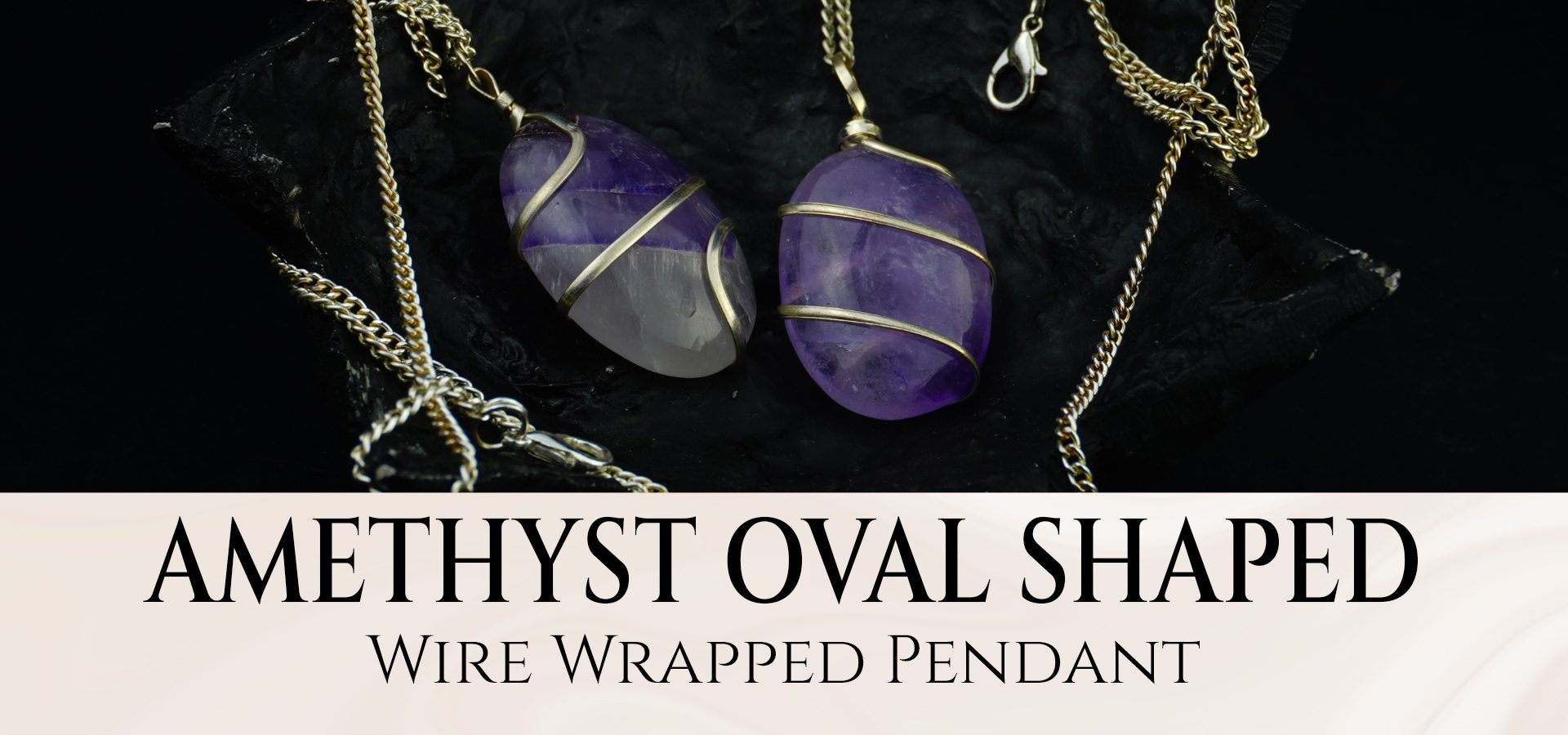 Amethyst Oval Shaped Wire Wrapped Pendant