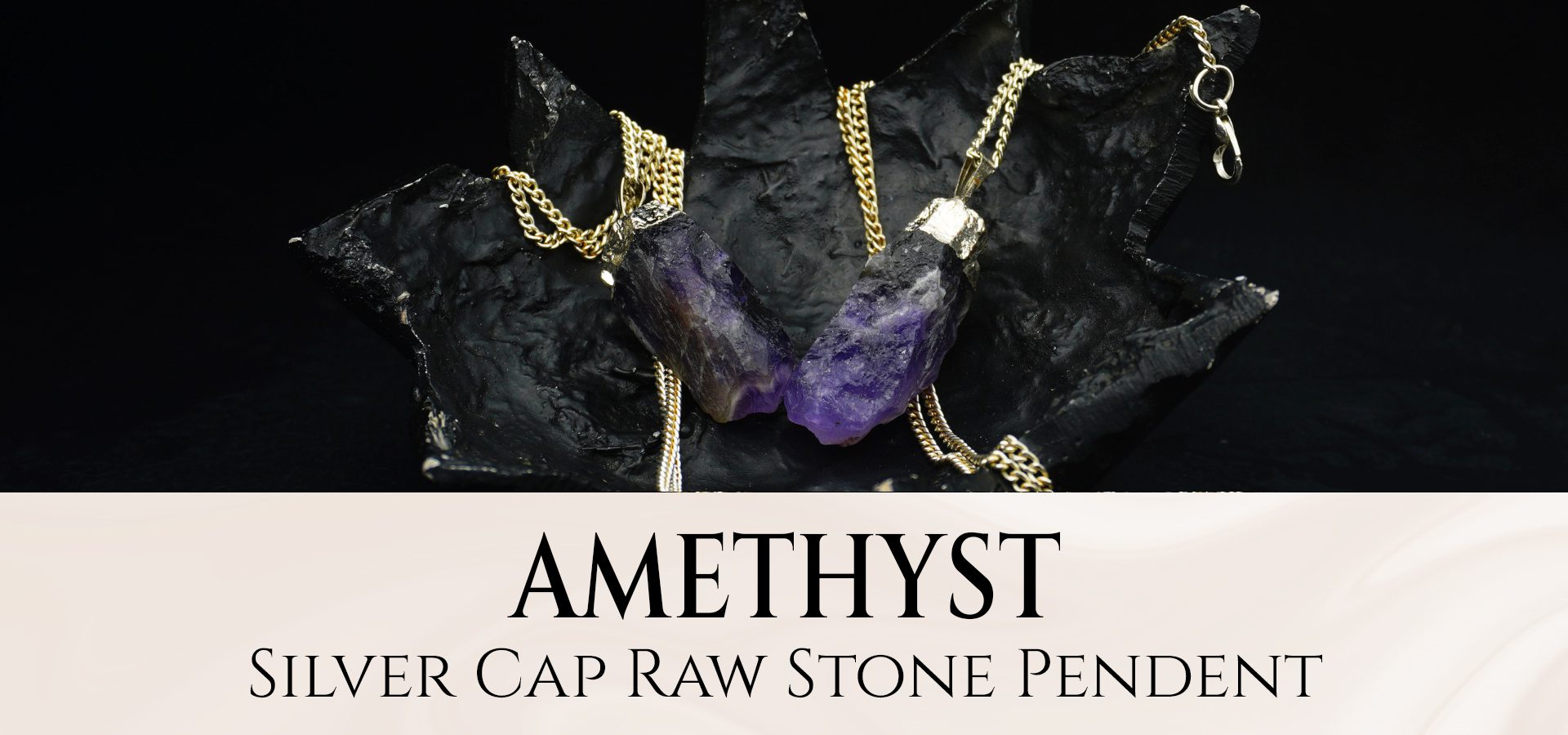 Amethyst Silver Cap Raw Stone Pendant