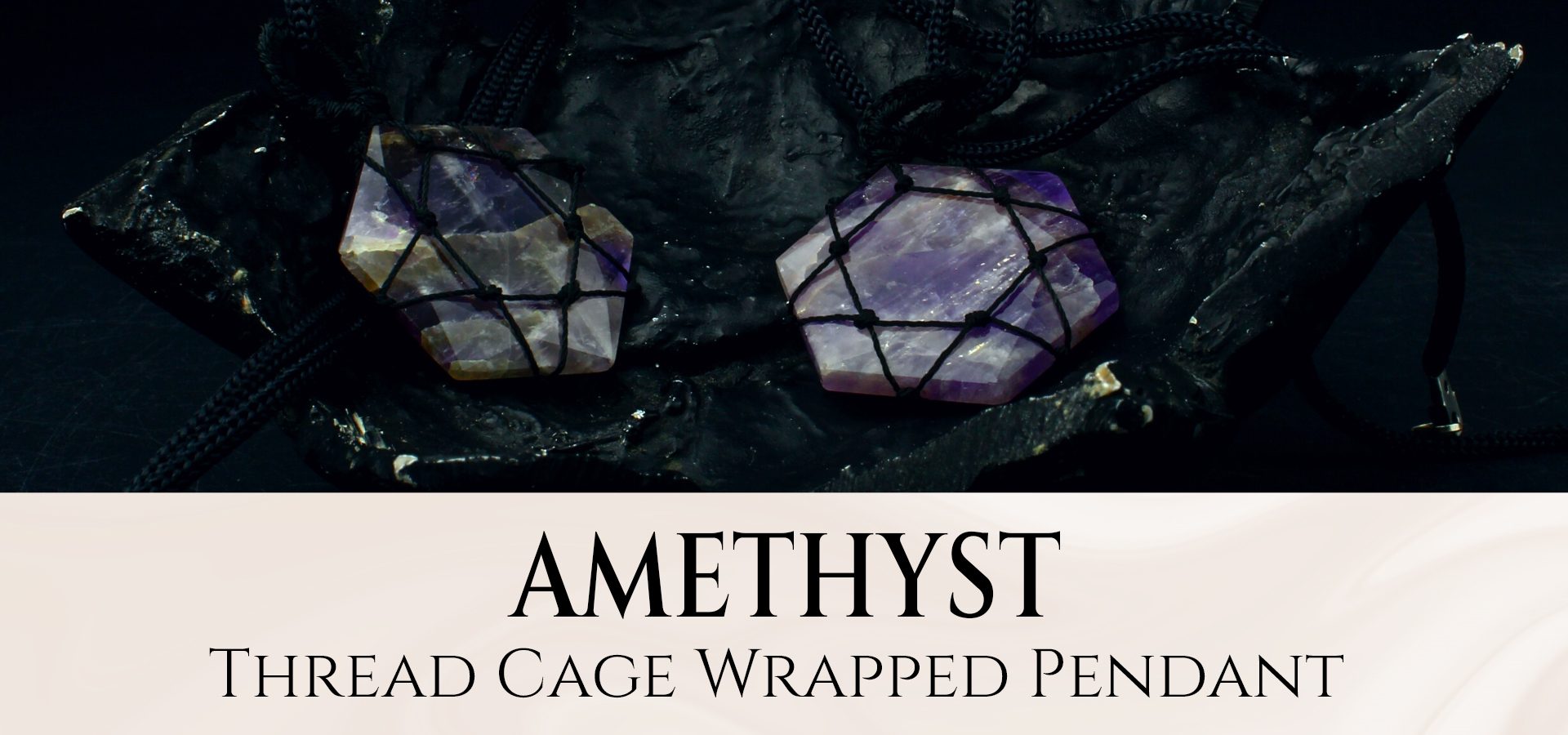 Amethyst Thread Cage Wrapped Pendant