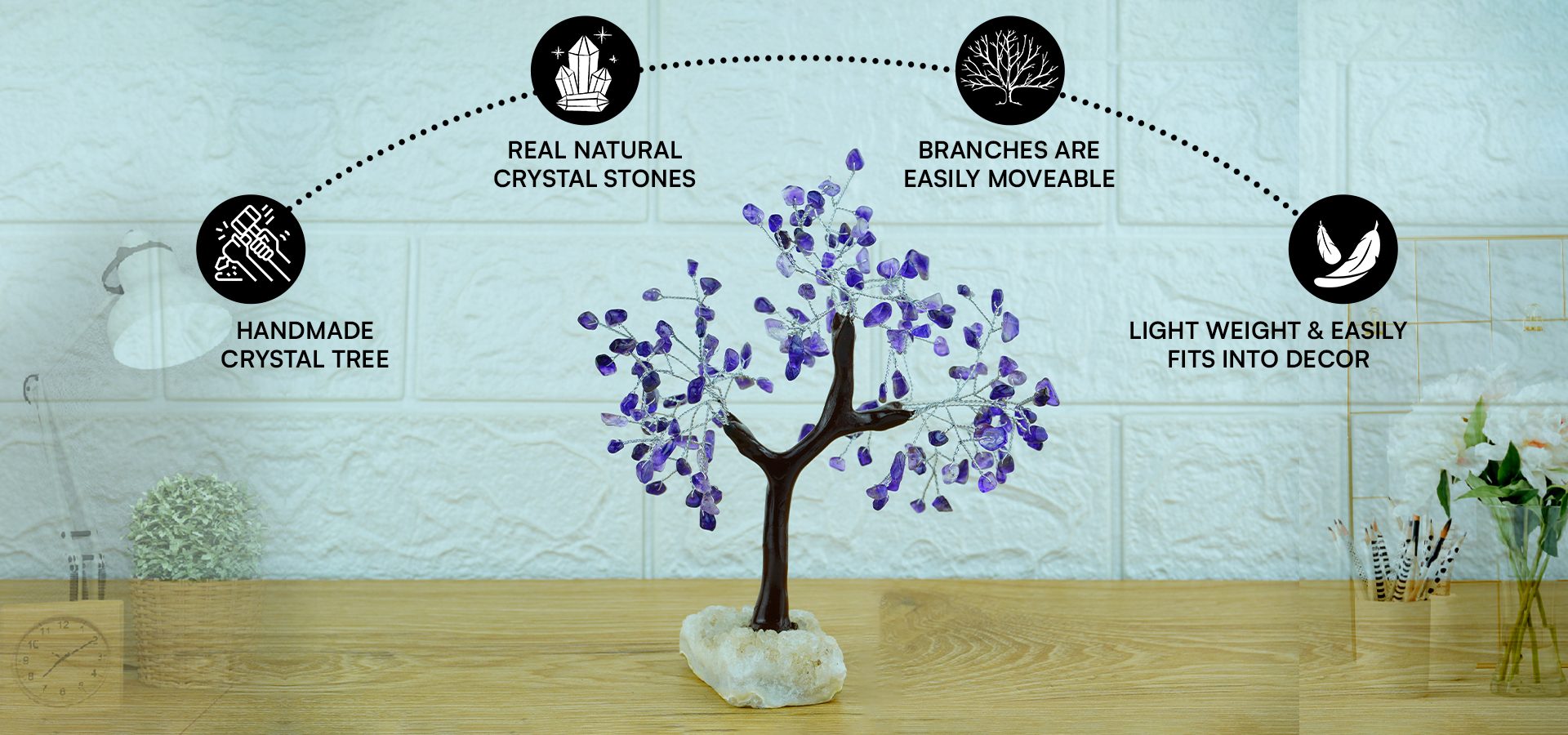 Amethyst Tree 150 Beads Rought Stone Base