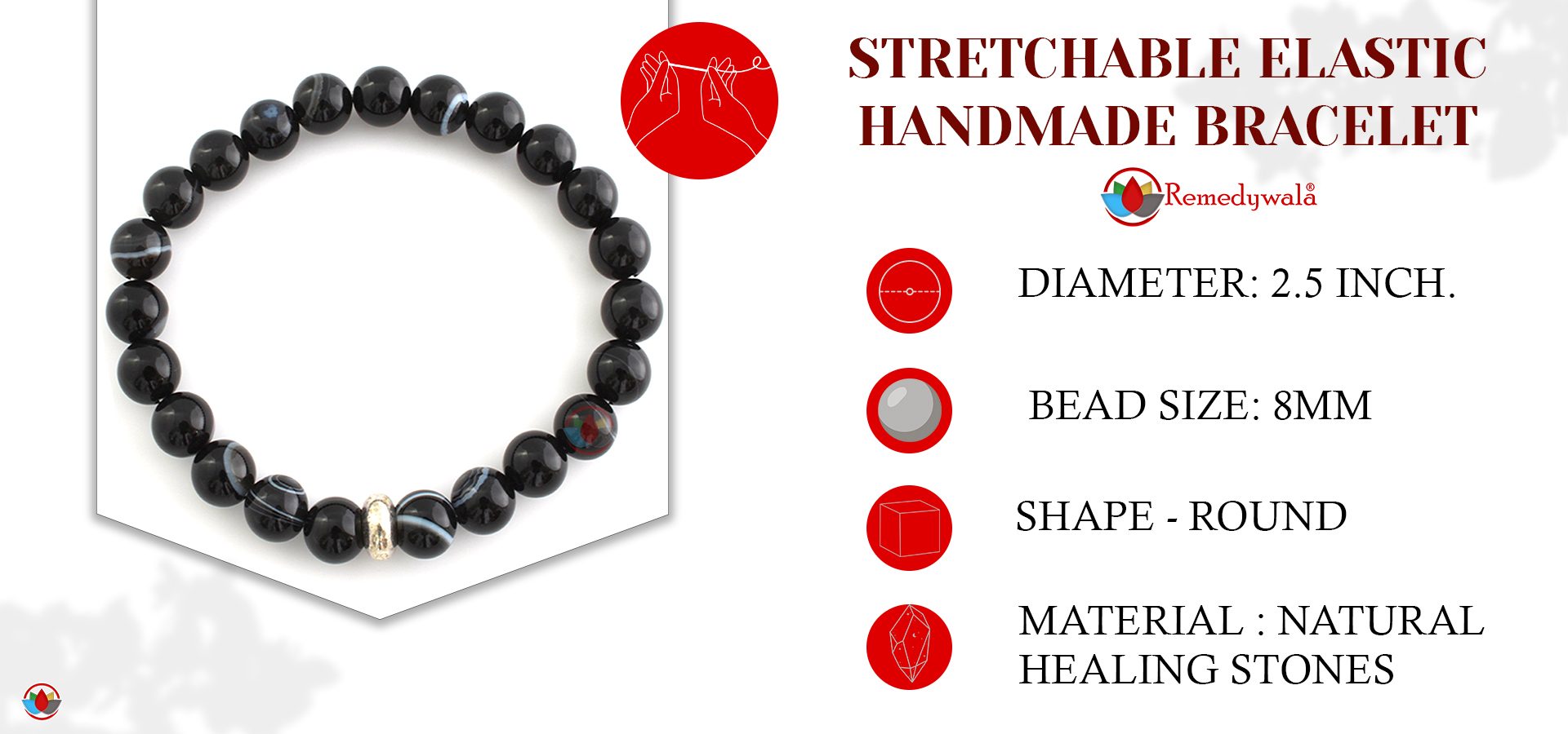 Black Banded Agate Bracelet